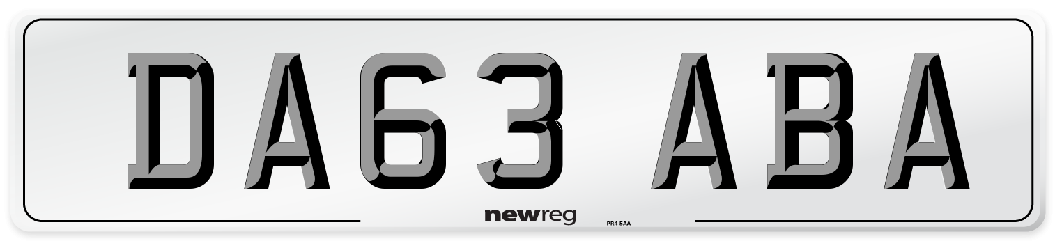 DA63 ABA Number Plate from New Reg